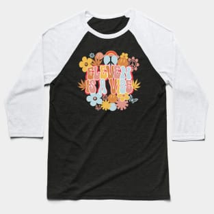 Retro 11th Birthday Shirt, Eleven Is a Vibe 11 Year Old Birthday Baseball T-Shirt